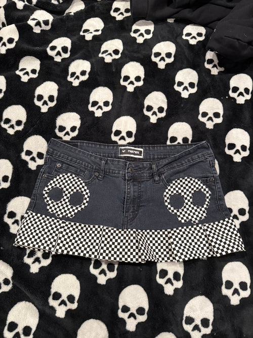 black & white checkered skull skirt size m/l