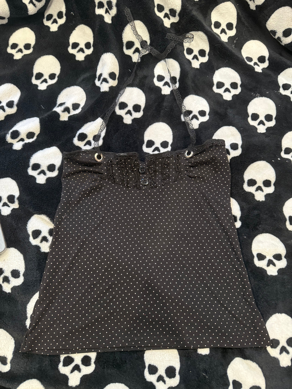 polka dot ruffle top size m