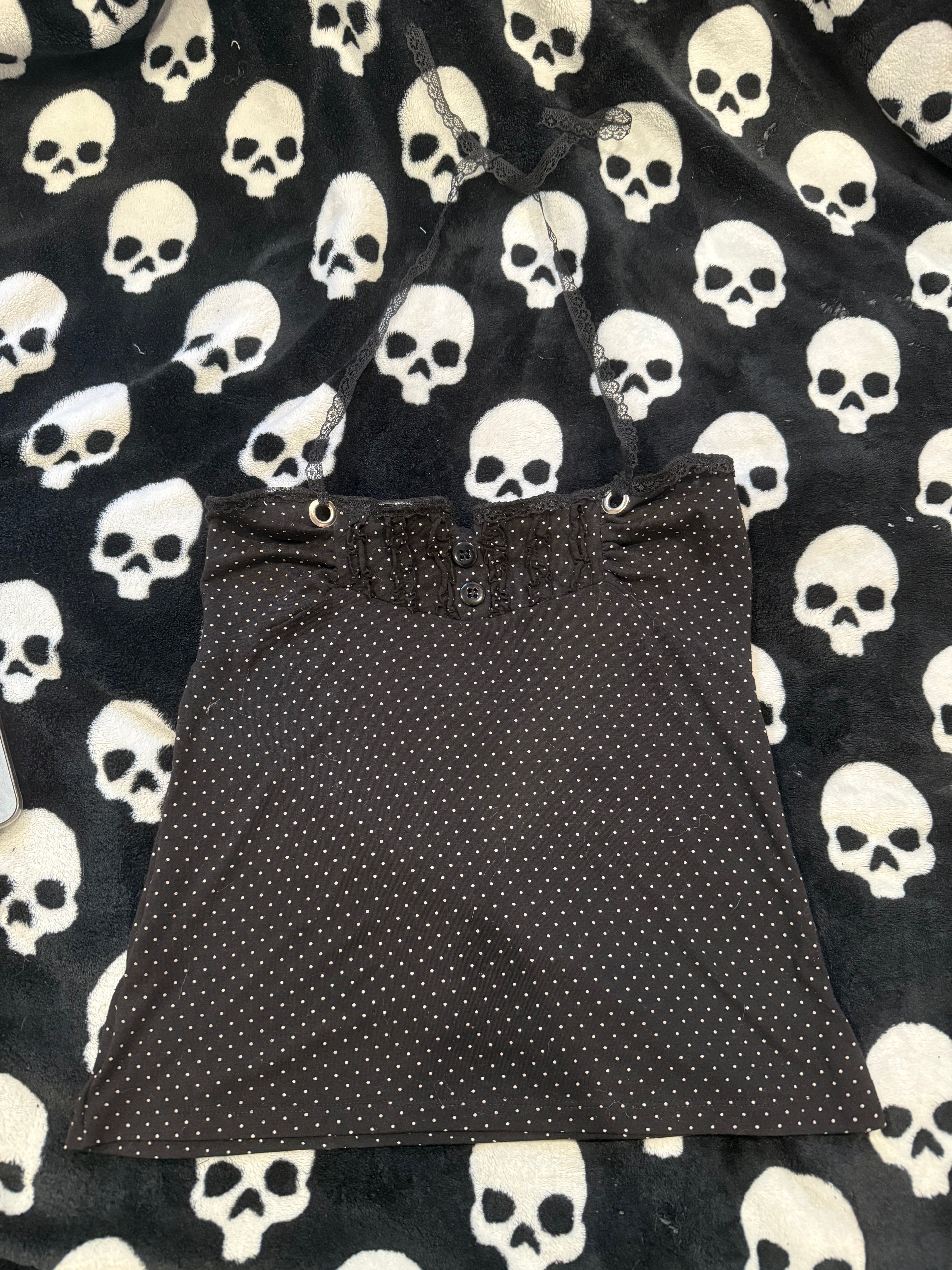 polka dot ruffle top size m