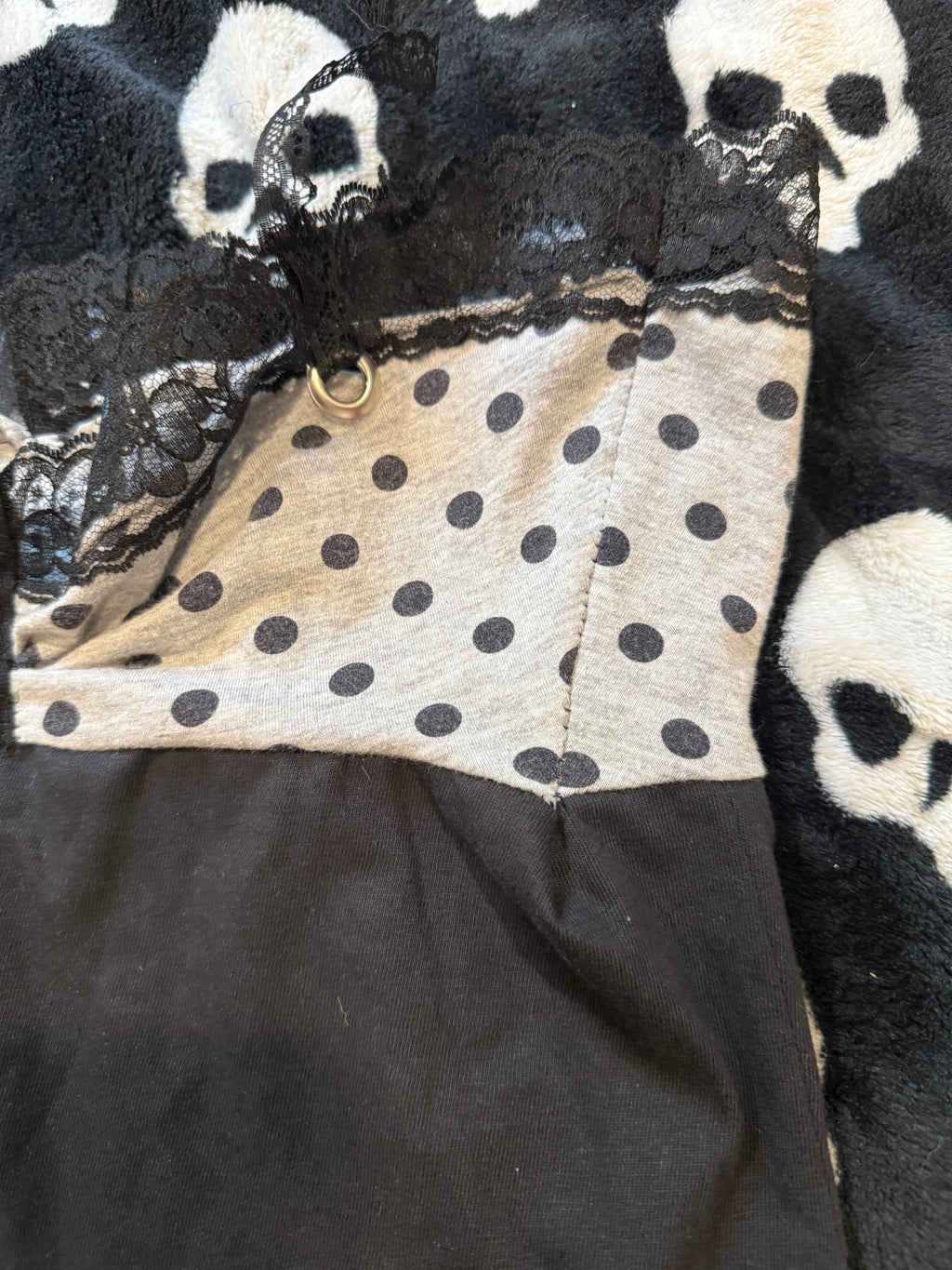 black & grey polka dot halter top size s
