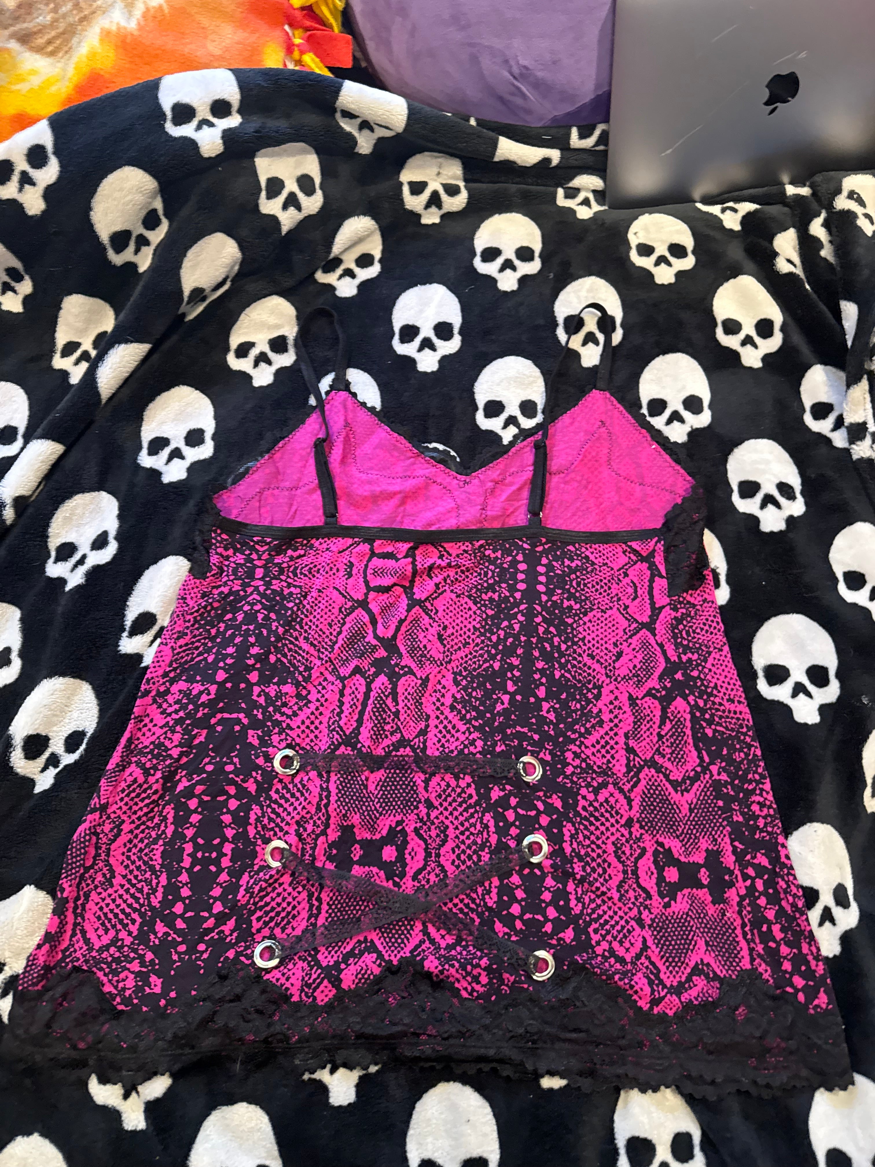 purple & black snakeskin cross corset tank size L