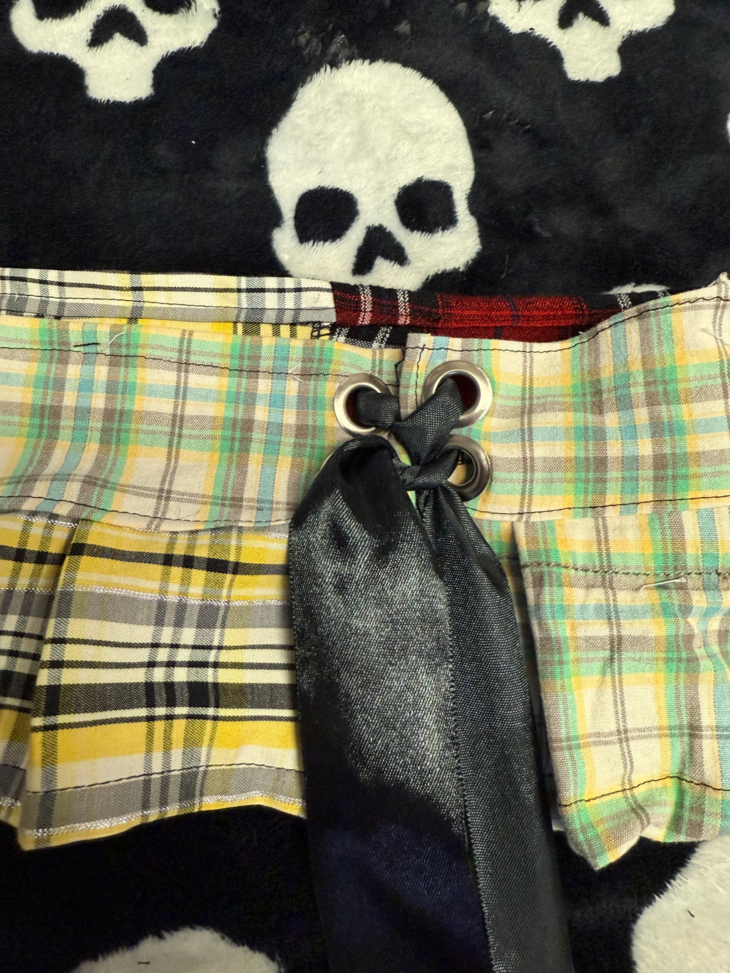 patchwork flannel belt skirt size xs/s