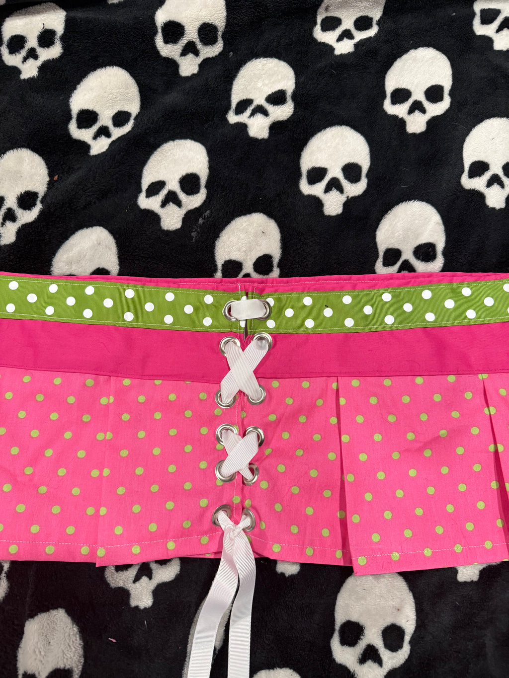 pink & green polka dot skirt size 2xl