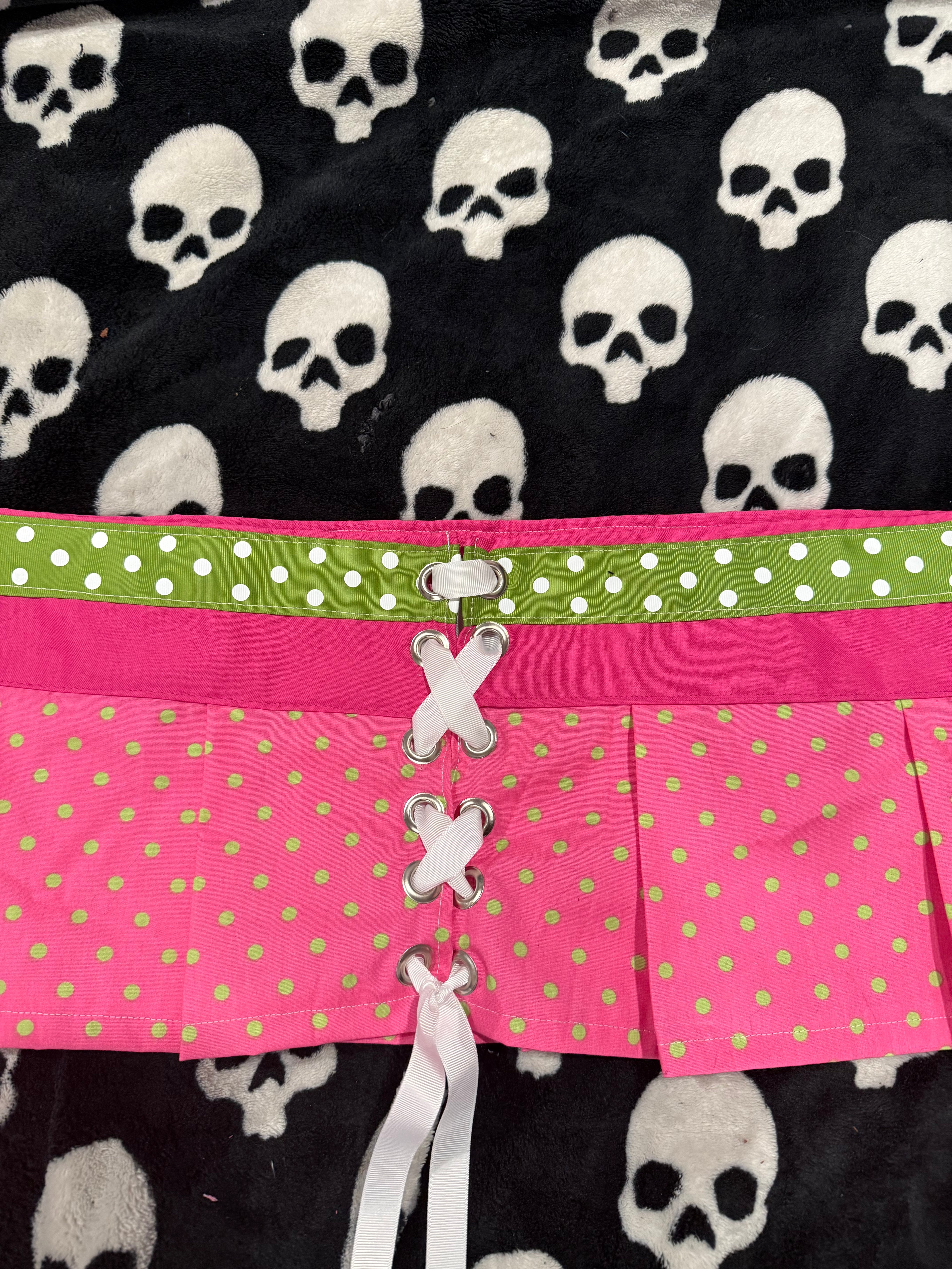 pink & green polka dot skirt size 2xl