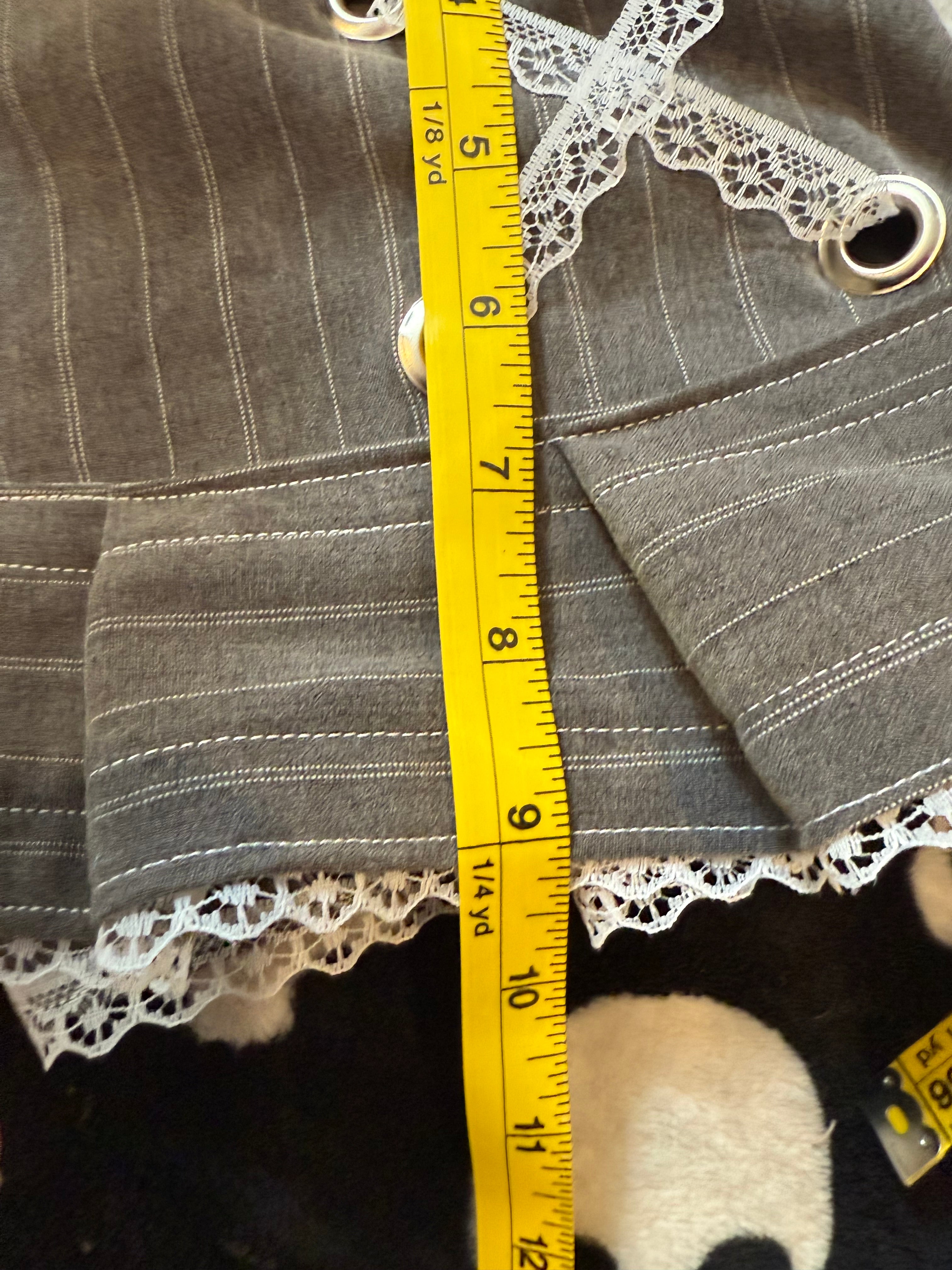 grey & white pinstripe lace up set size s