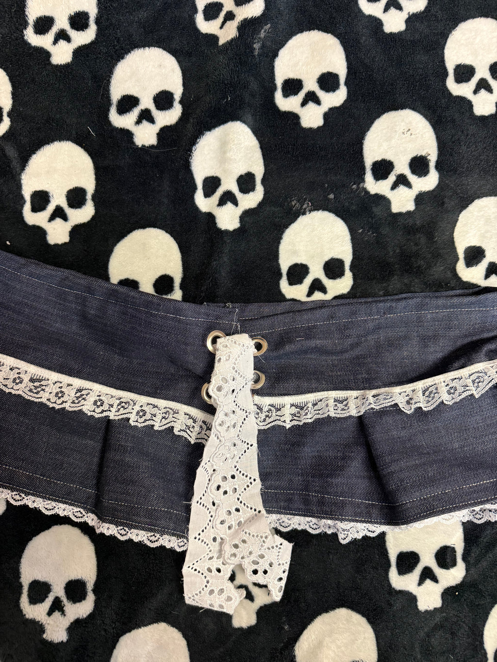 dark blue denim lace up skirt size L