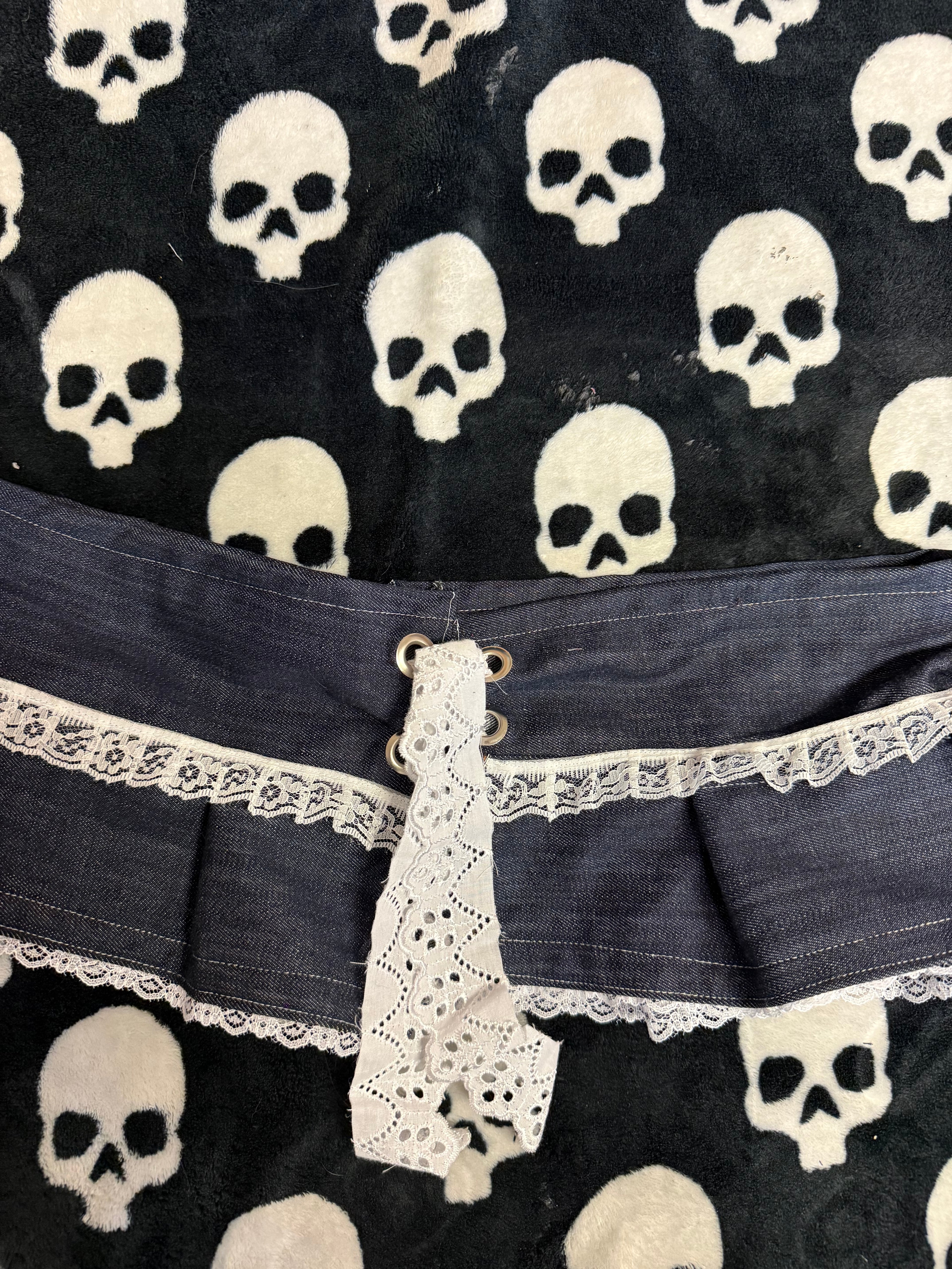 dark blue denim lace up skirt size L