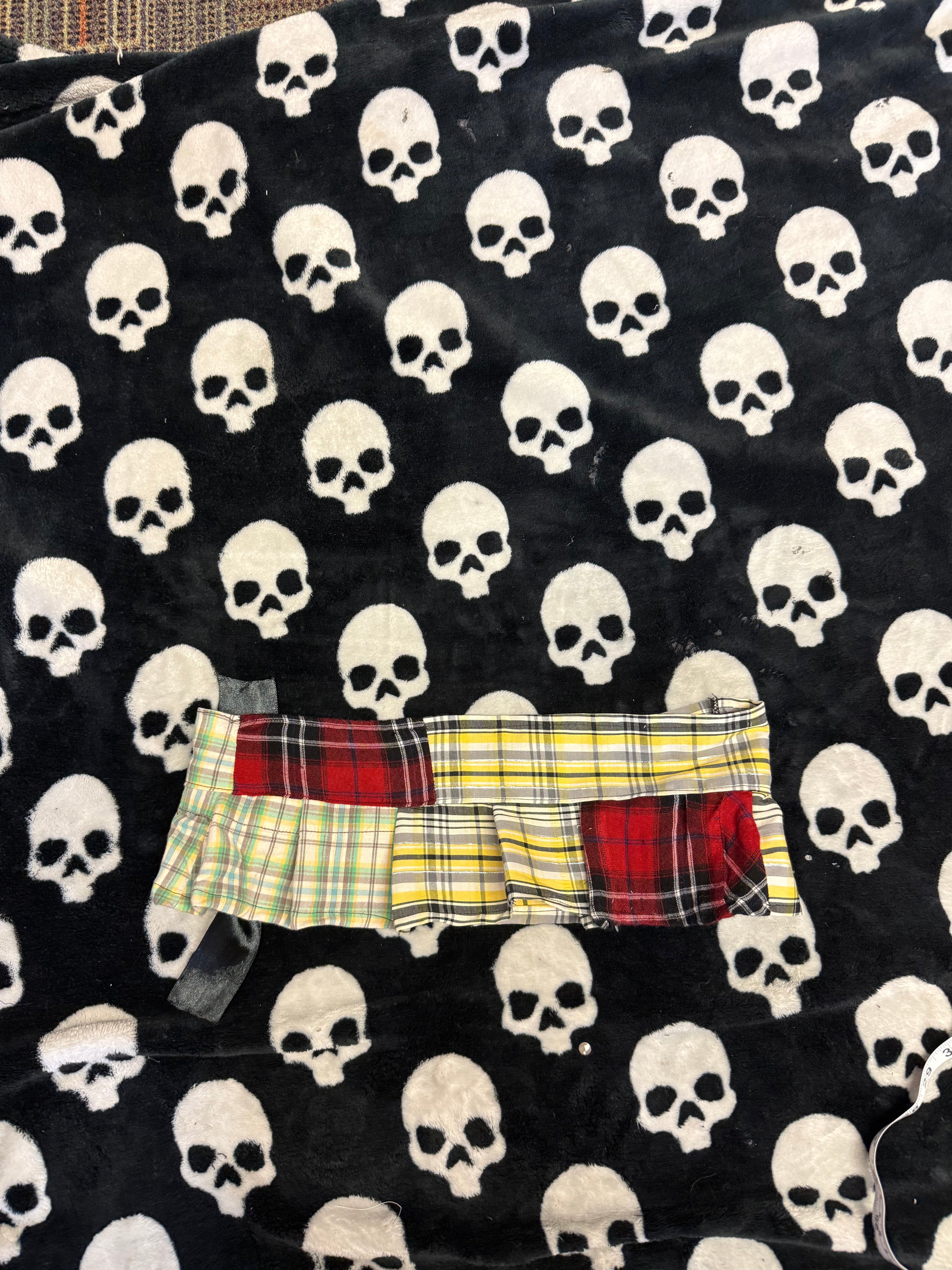patchwork flannel belt skirt size xs/s