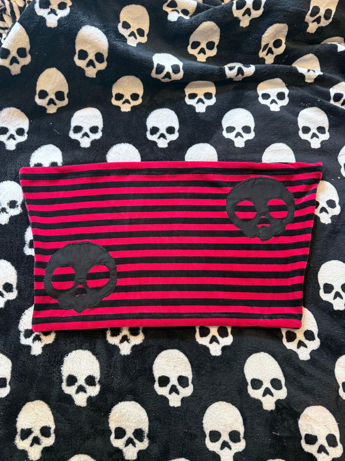 red & black striped skull tube top size 2xl