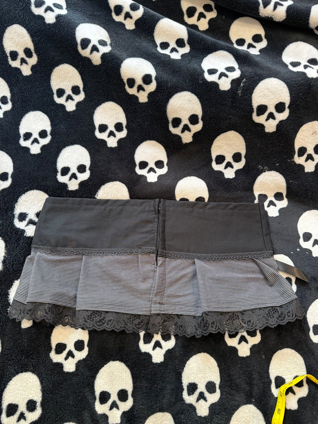 grey & black stripe lace up skirt size s