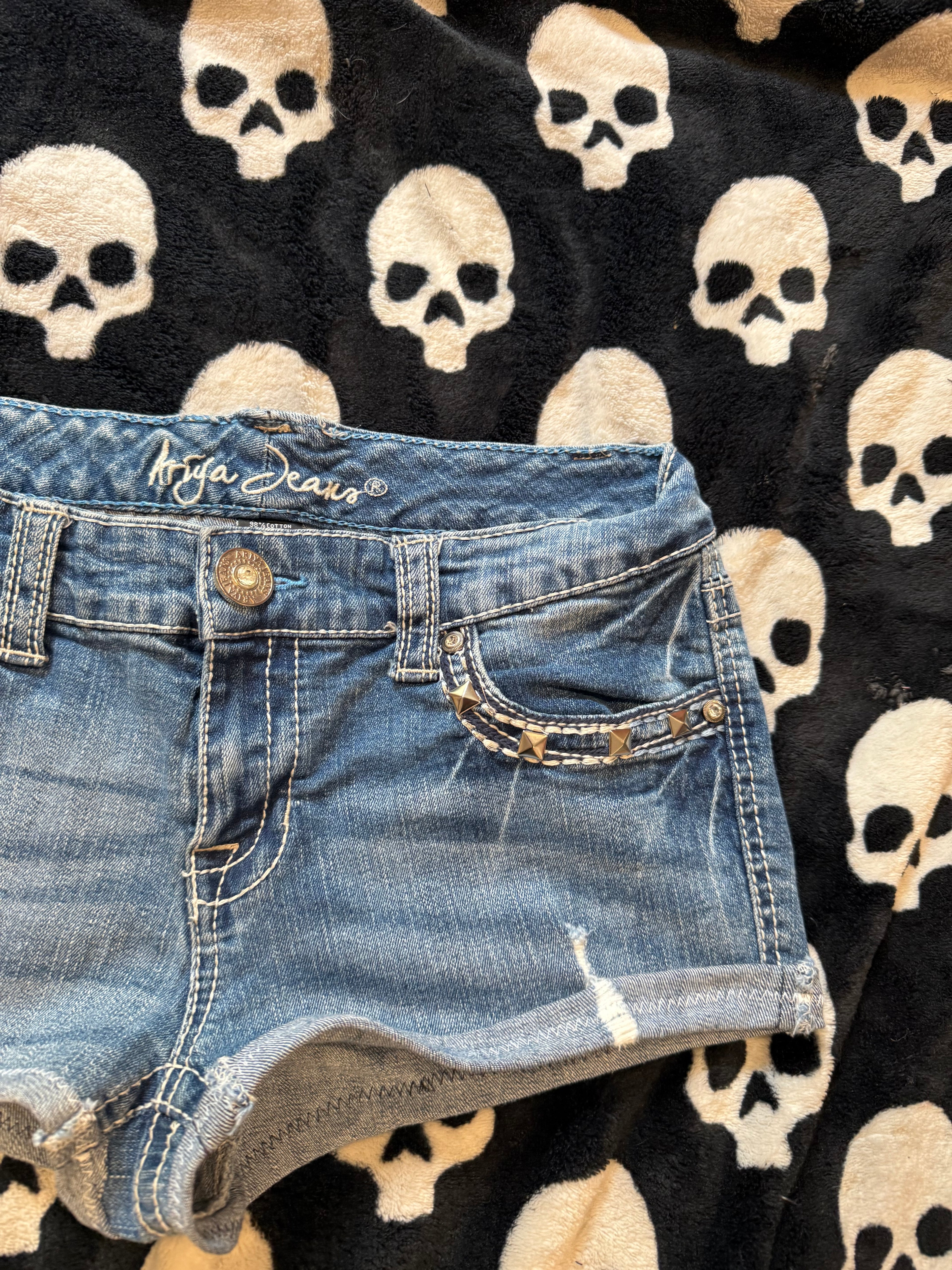 blue & white denim shorts size s