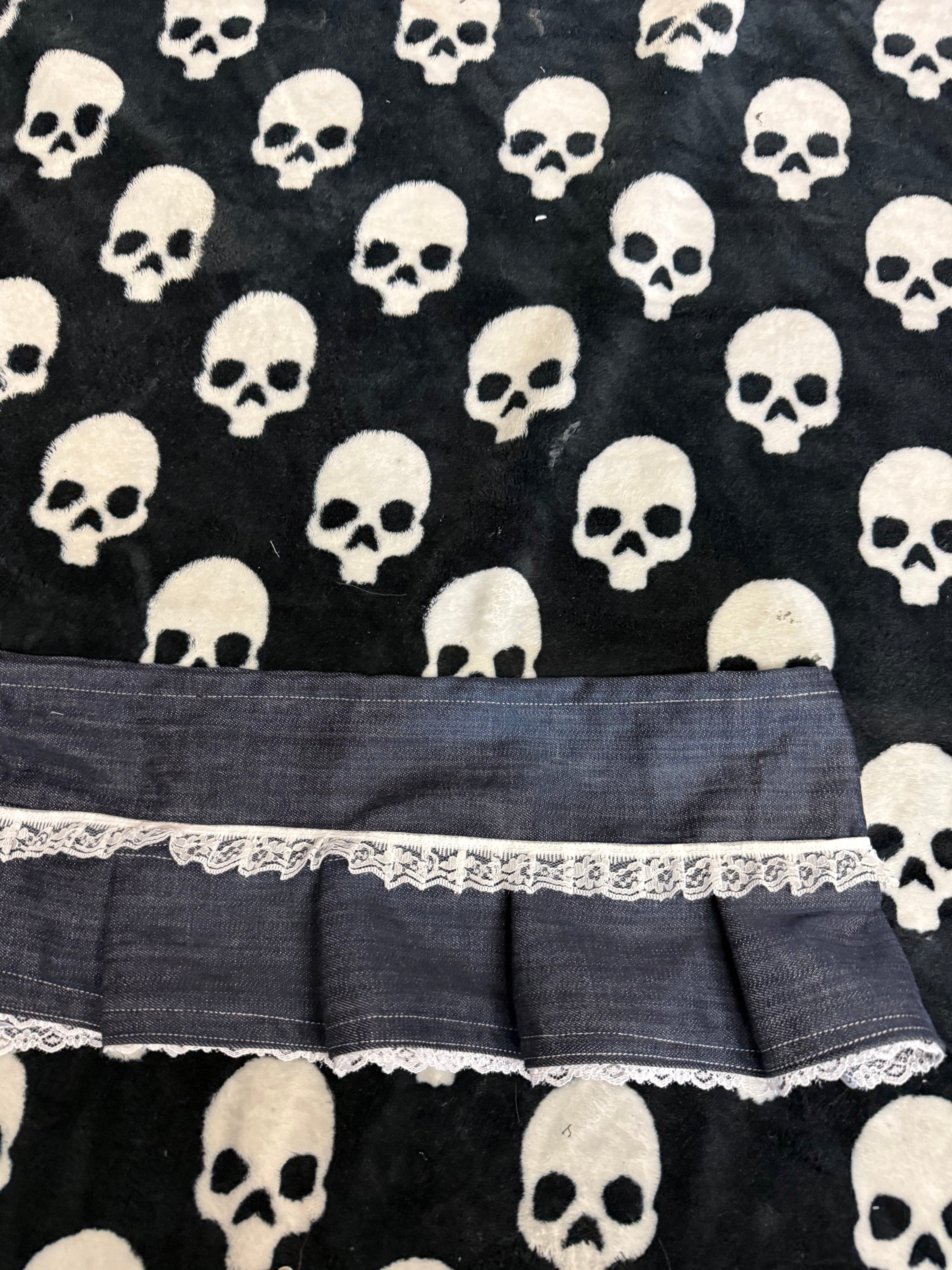 dark blue denim lace up skirt size L