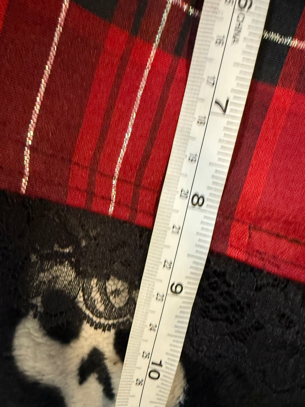 red & black plaid lace up set size xs
