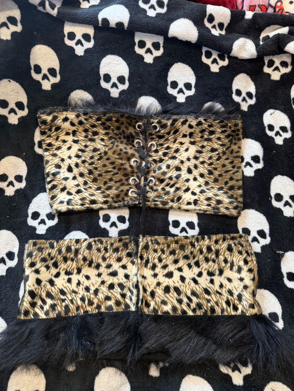 cheetah print fur set size m
