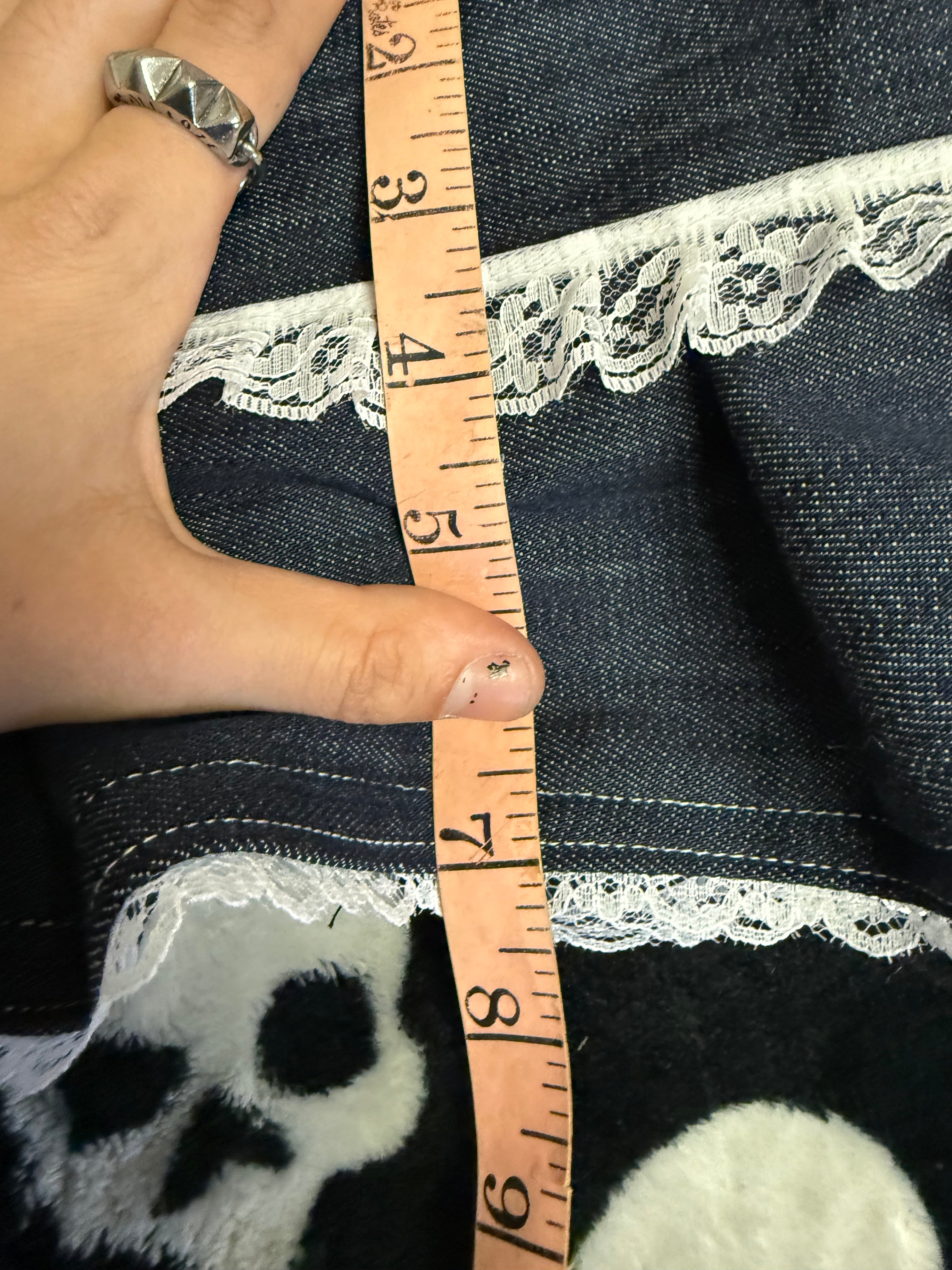 dark blue denim lace up skirt size L