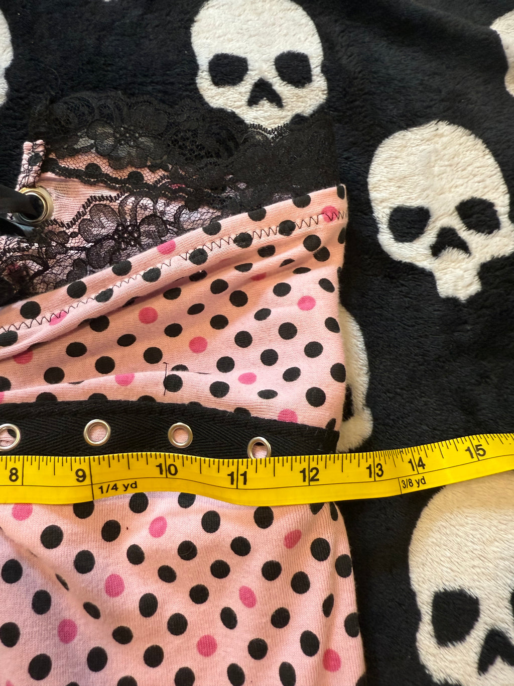 pink & black polka dot tube top size xxs/xs