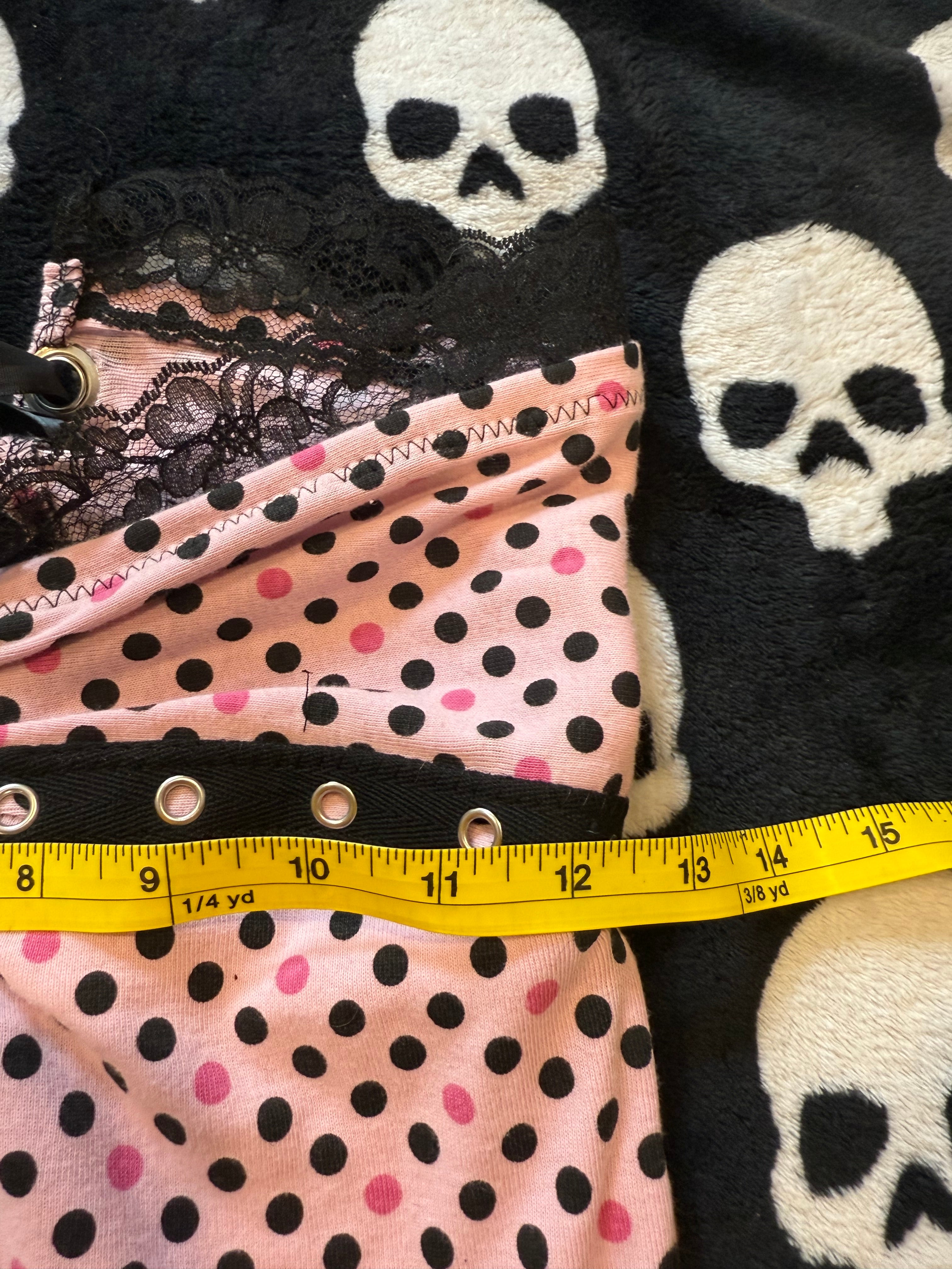 pink & black polka dot tube top size xxs/xs