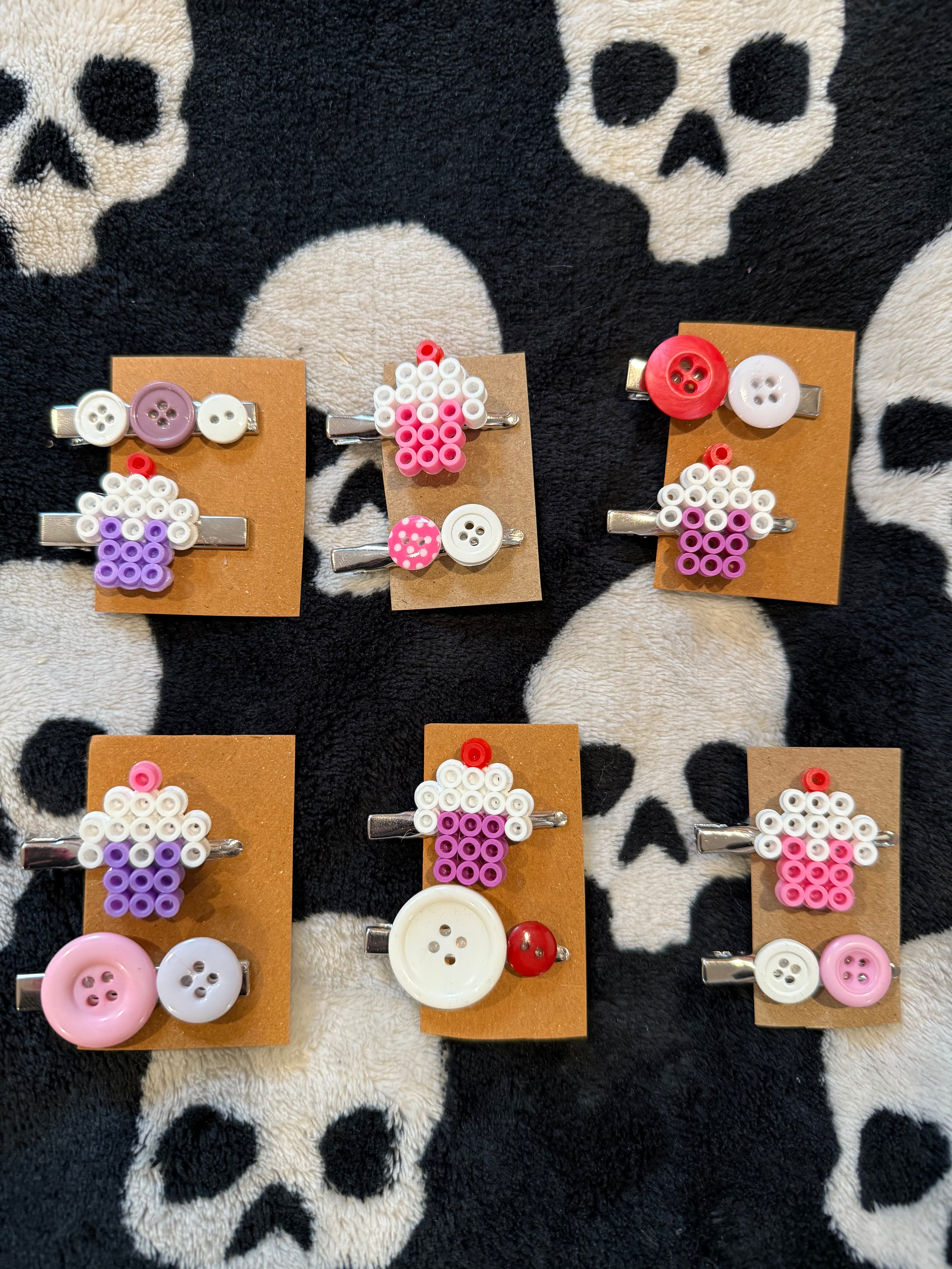 cupcake button hair clips