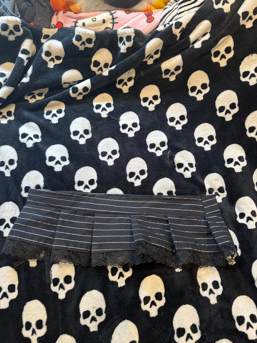 pinstripe lace up micro skirt size L/XL