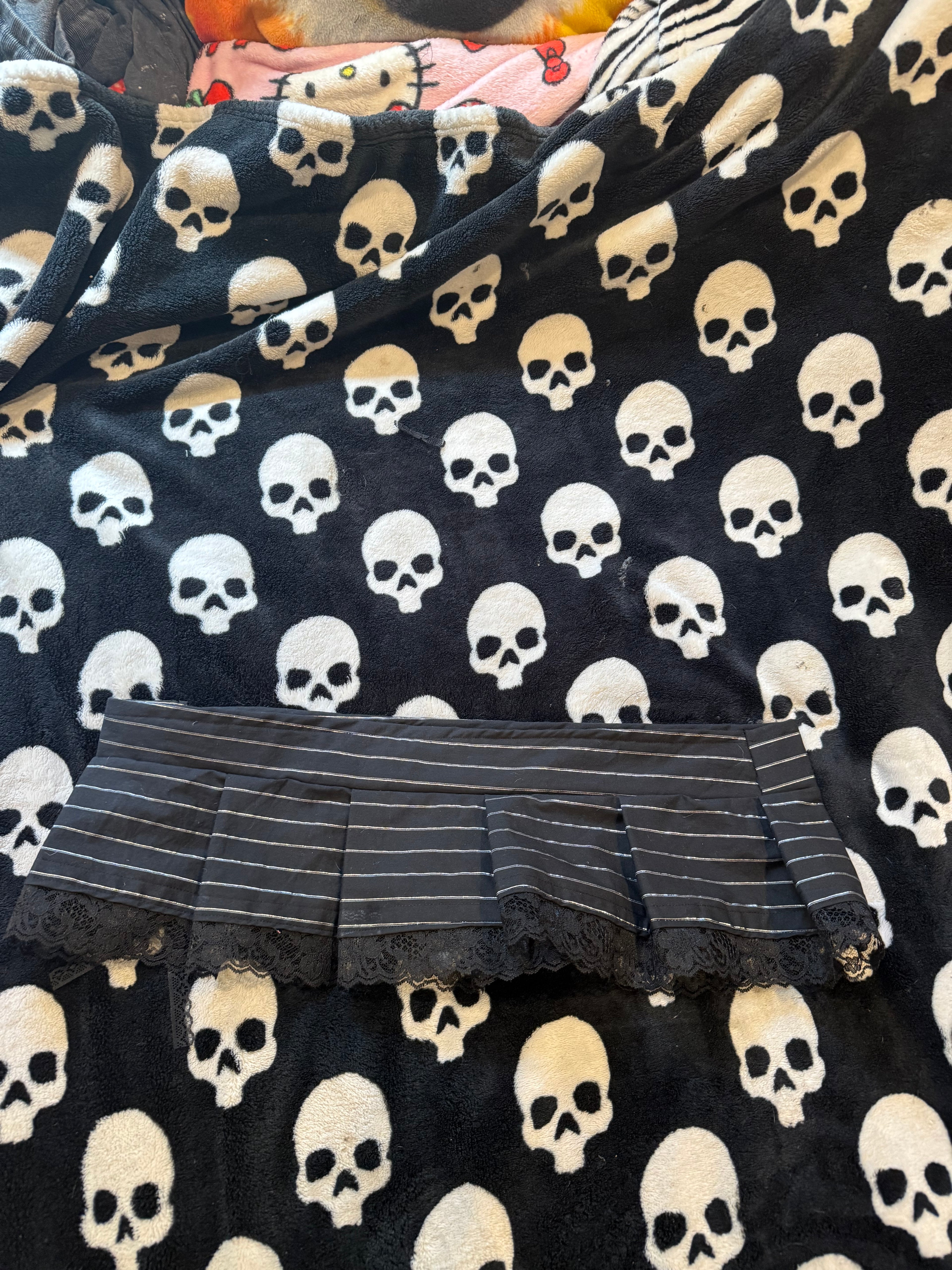 pinstripe lace up micro skirt size L/XL