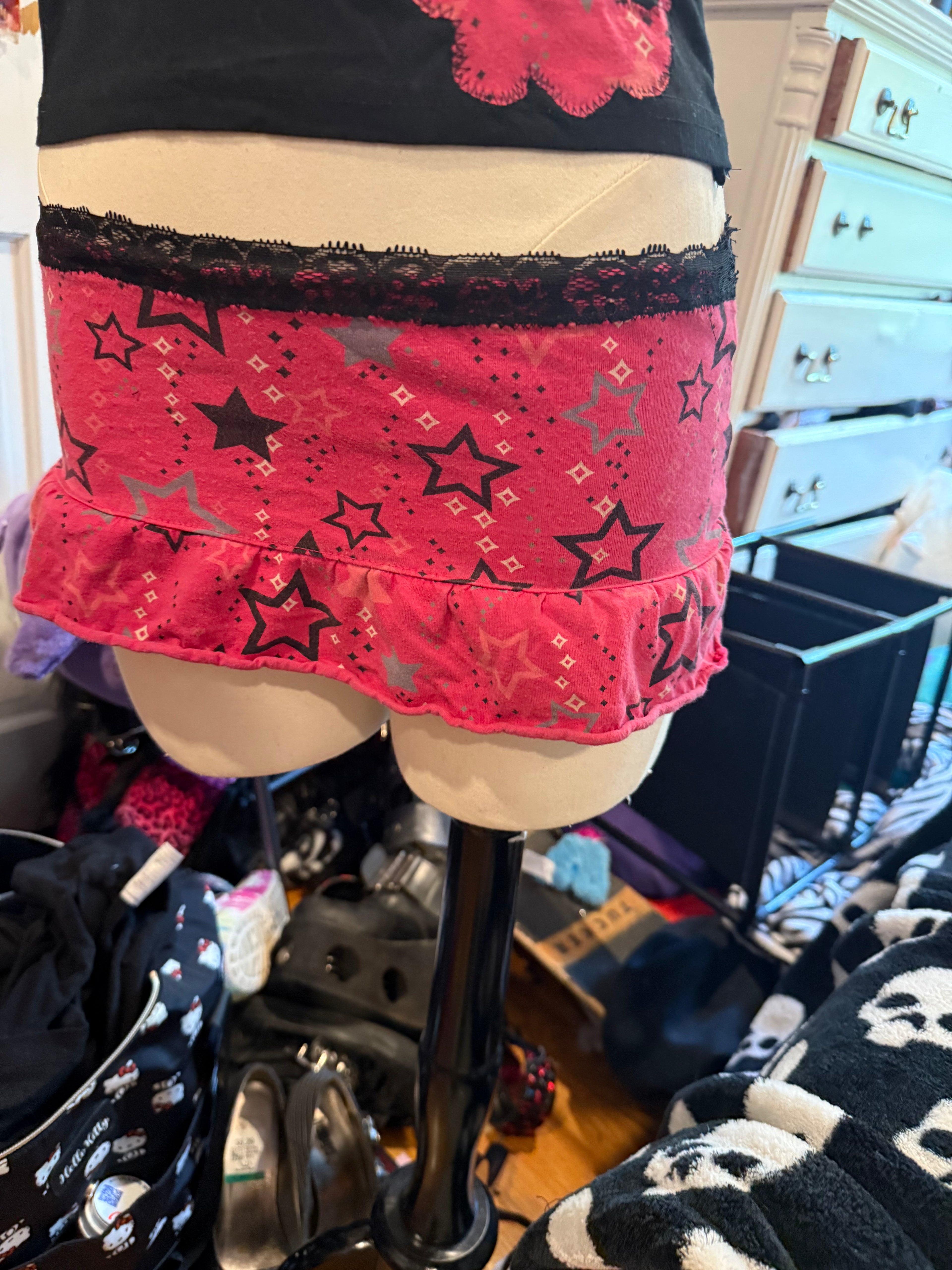 black & pink star lace set size xs/s