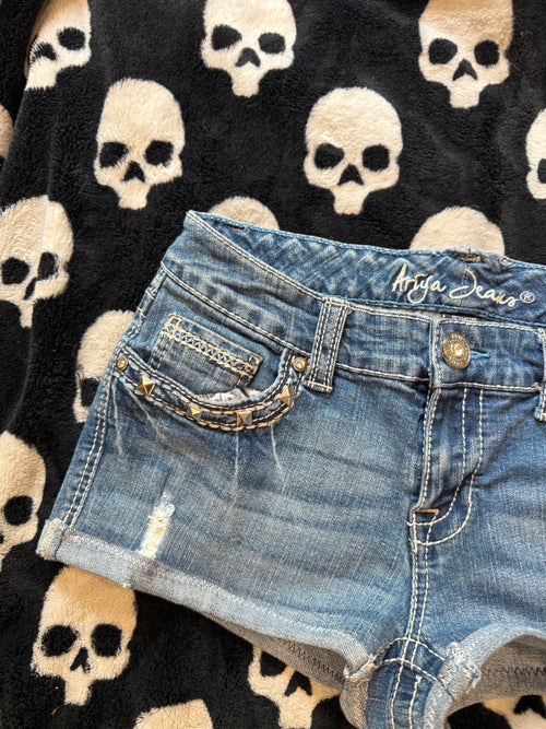 blue & white denim shorts size s