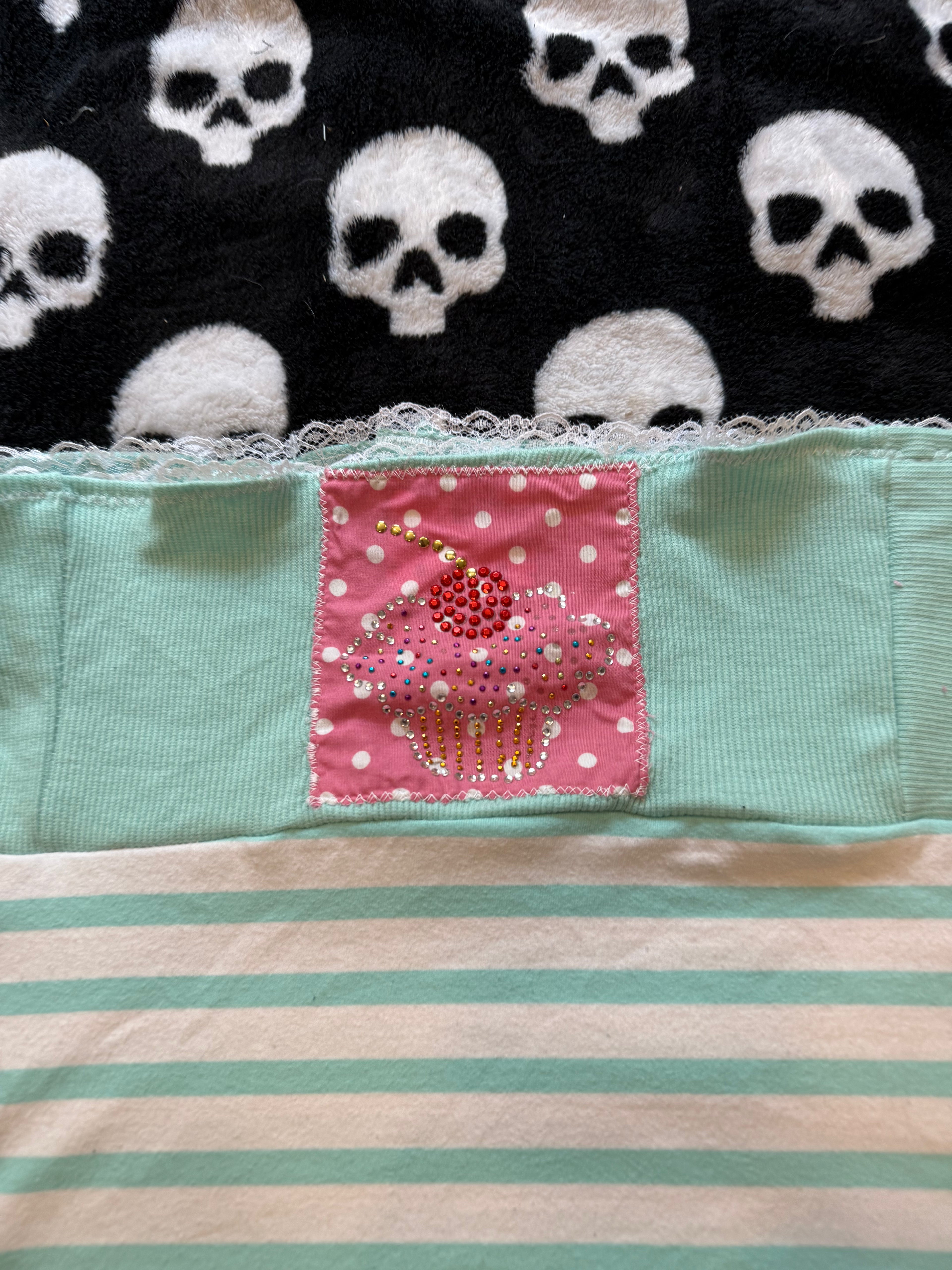teal & pink cupcake tube top size m