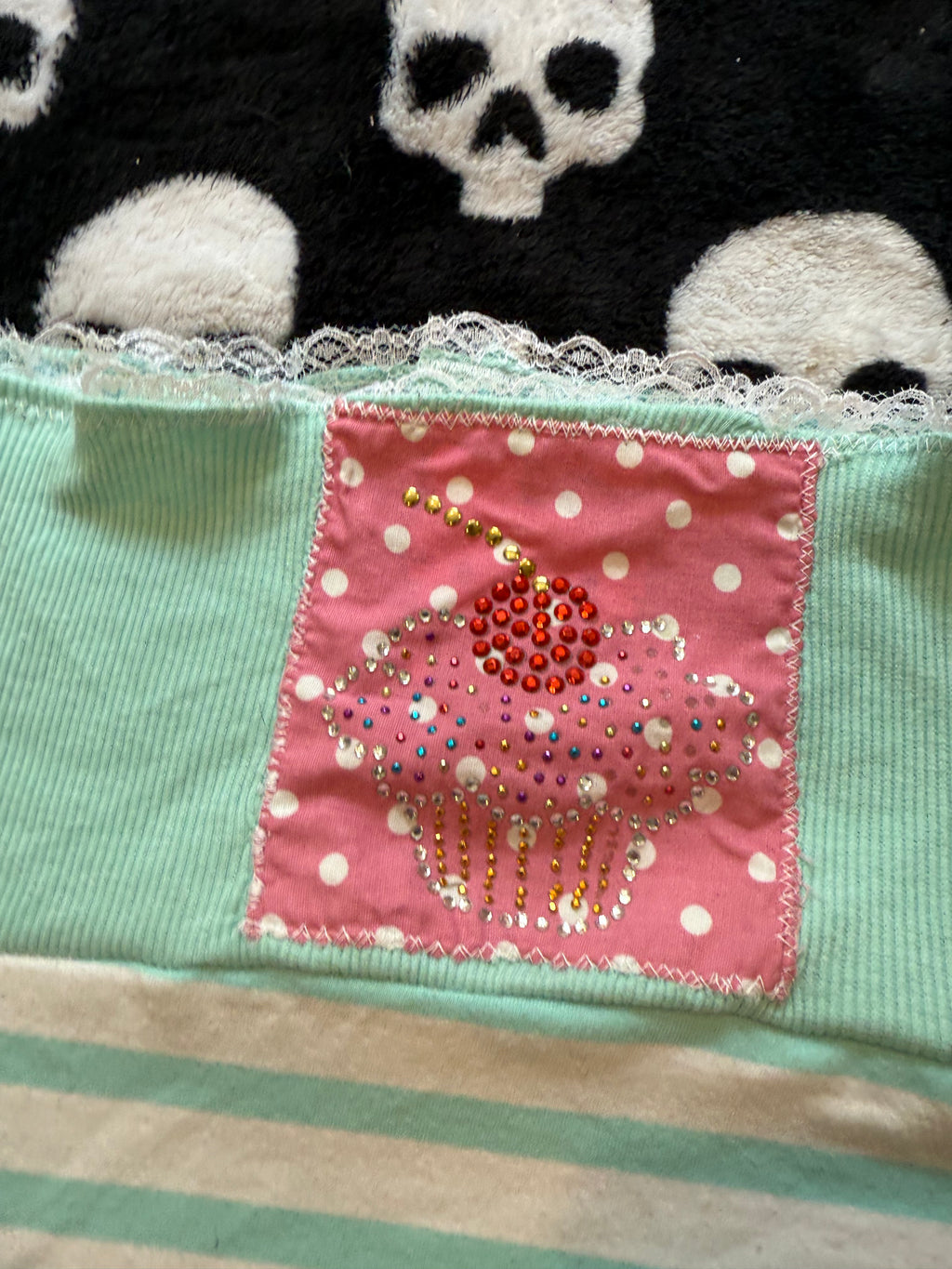 teal & pink cupcake tube top size m