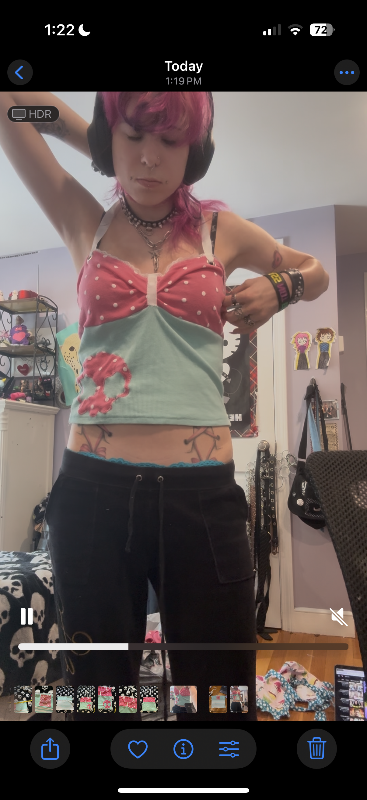 teal & pink polka dot halter top size xs/s