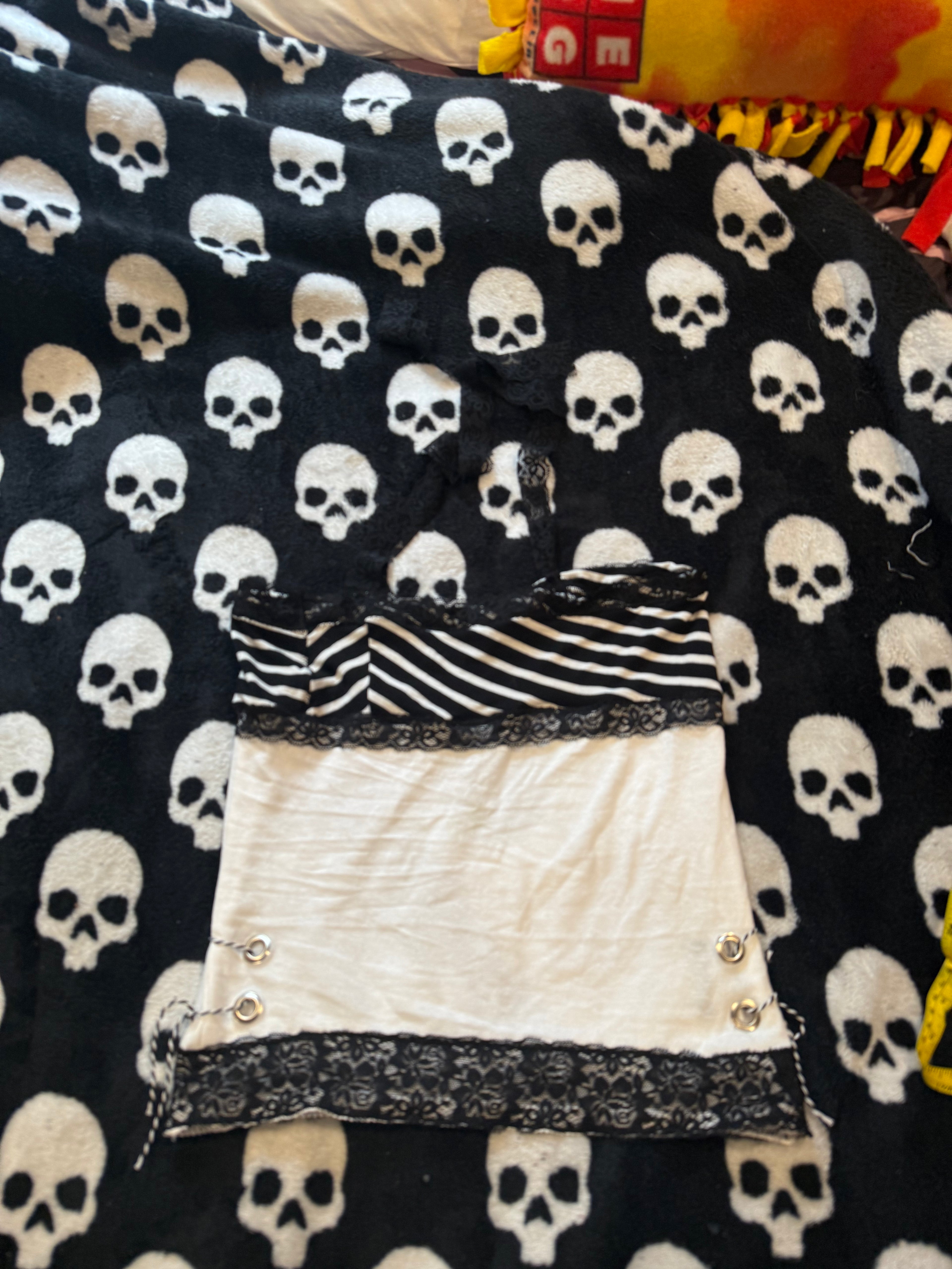 black & white lace striped halter top size xs/s